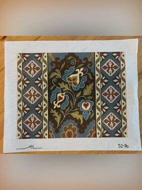 Hand Painted Needlepoint Canvas Multicolor Floral Panel Design
